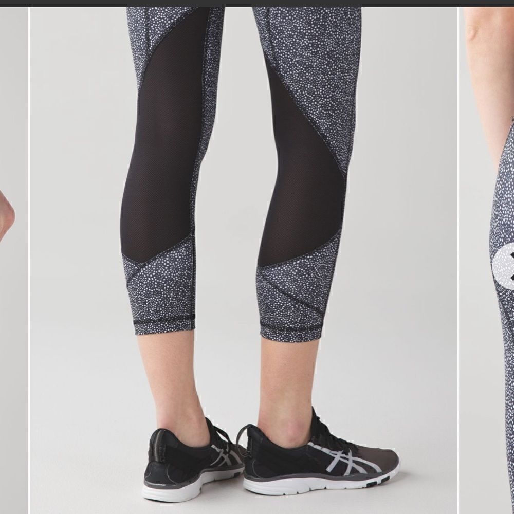 Lululemon Pace Rival Crop Legging in Freckle Flower Black White - Picture 8 of 10